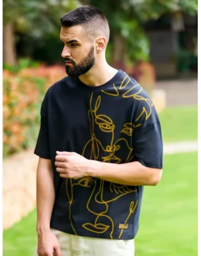 Graphic Printed Oversized Drop Shoulder Sleeves Pure Cotton T-shirt